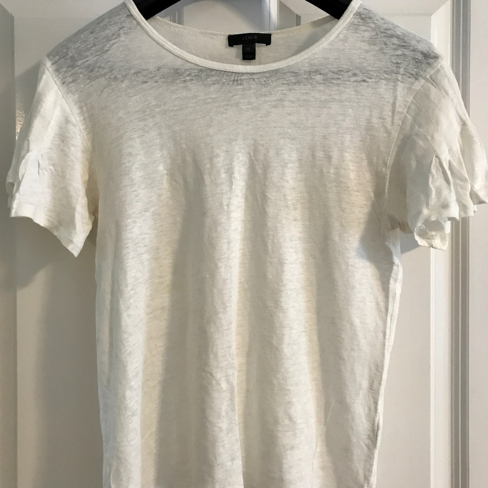 Jcrew White Linen Tshirt